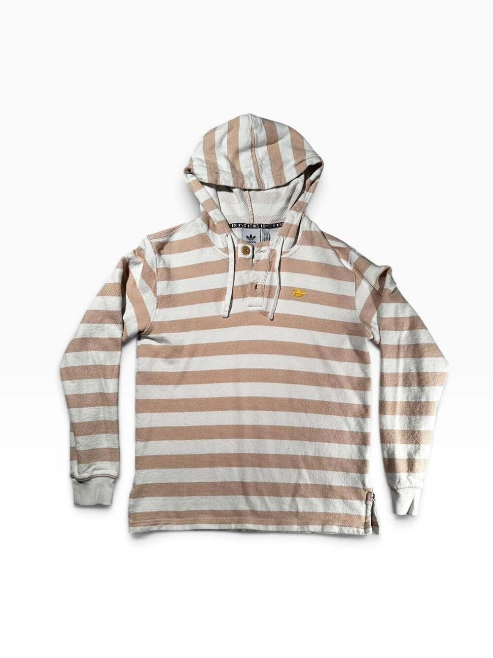 Adidas Originals Striped Knitted Henley Hoodie Size M